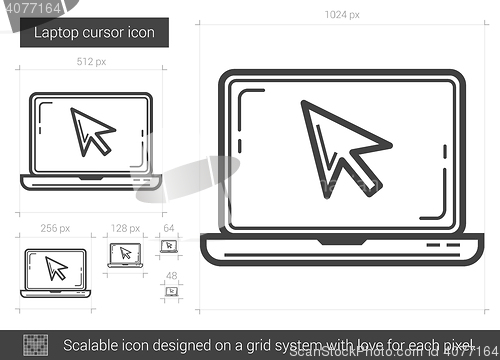 Image of Laptop cursor line icon.