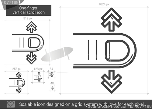 Image of One-finger vertical scroll line icon.