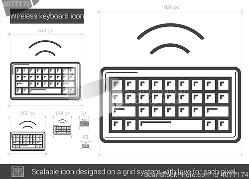 Image of Wireless keyboard line icon.