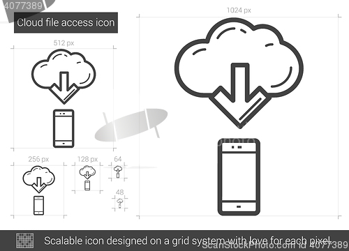 Image of Cloud file access line icon.