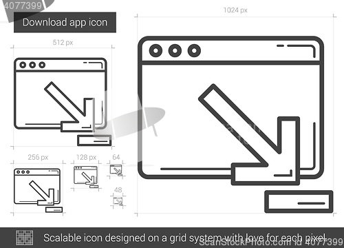 Image of Download app line icon.