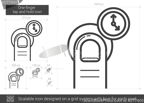 Image of One-finger tap and hold line icon.