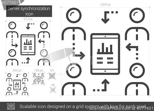 Image of Server synchronization line icon.