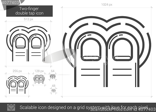 Image of Two-finger double tap line icon.