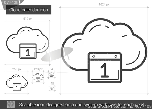 Image of Cloud calendar line icon.