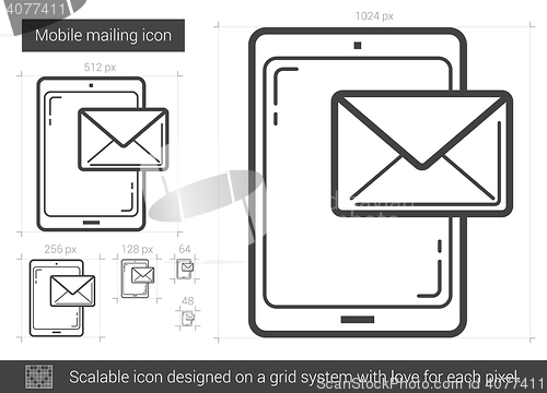 Image of Mobile mailing line icon.