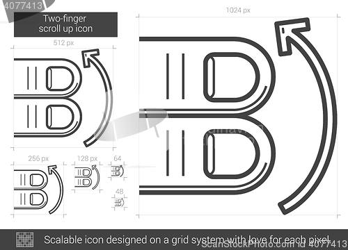 Image of Two-finger scroll up line icon.