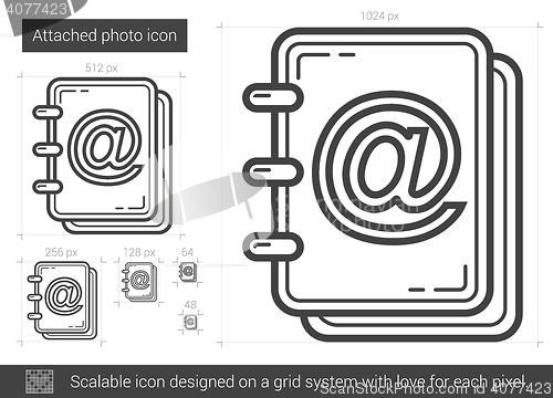 Image of Attached photo line icon.