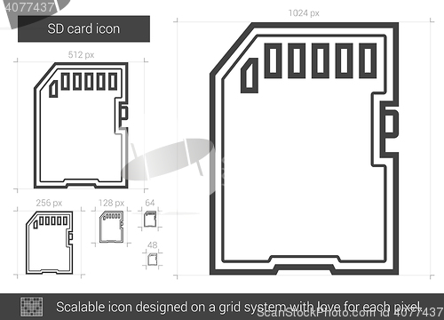 Image of SD card line icon.