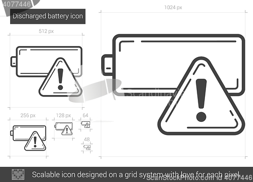 Image of Discharged battery line icon.