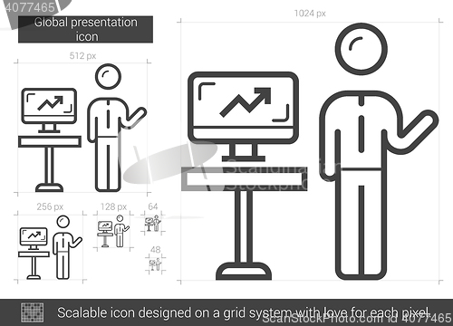 Image of Global presentation line icon.
