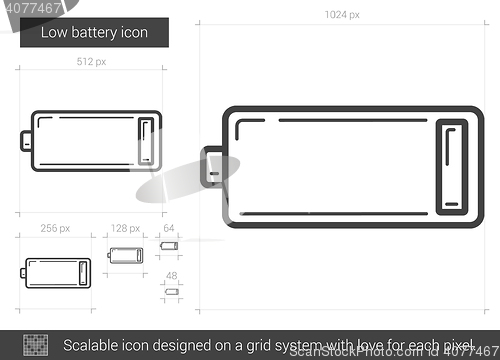Image of Low battery line icon.