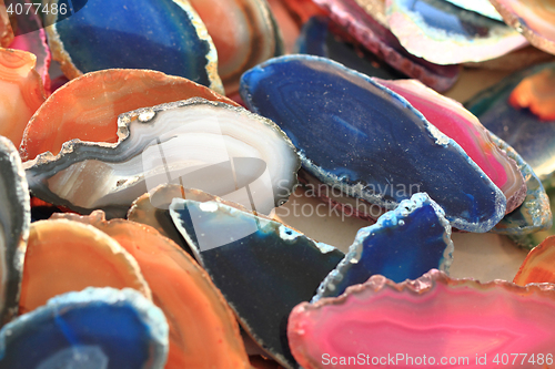 Image of color agate mineral collection