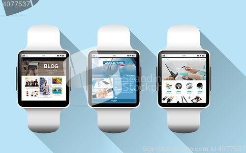 Image of close up of black smart watches with applications