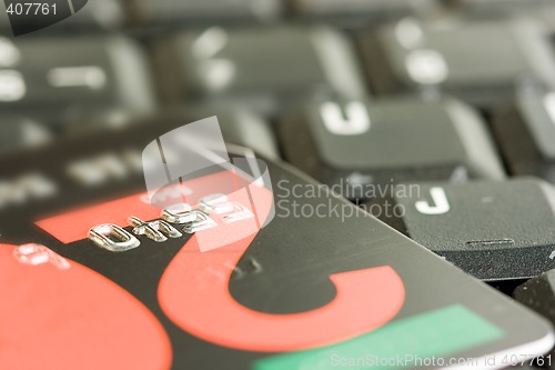 Image of business online shopping credit card on a keyboard