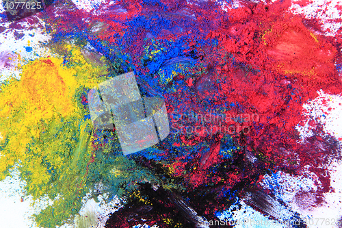 Image of cmyk toner powder (cyan, magenta, yellow, black)