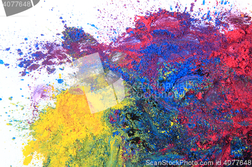 Image of cmyk toner powder (cyan, magenta, yellow, black)
