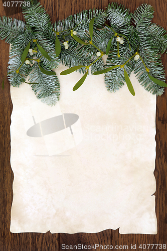 Image of Mistletoe and Fir Background Border 