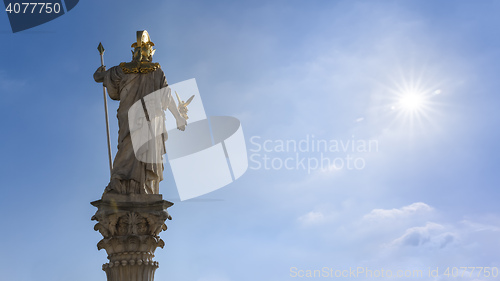 Image of Athena Statue in front of the Parliament in Vienna Austria