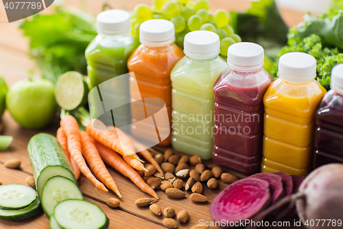 Image of bottles with different fruit or vegetable juices