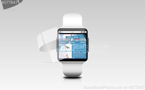 Image of close up of smart watch with business news