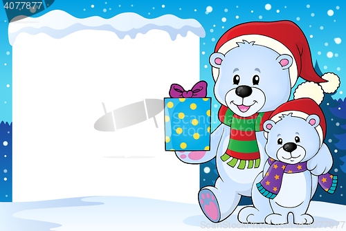 Image of Snowy frame with Christmas bears