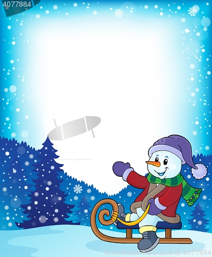 Image of Snowman on sledge theme image 4
