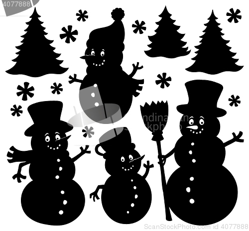 Image of Snowmen silhouettes theme set 1