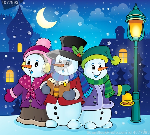 Image of Snowmen carol singers theme image 2