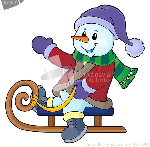 Image of Snowman on sledge theme image 1