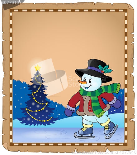 Image of Parchment with skating snowman 1
