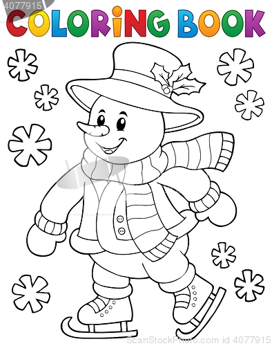 Image of Coloring book skating snowman theme 1