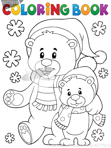 Image of Coloring book winter bears theme 1