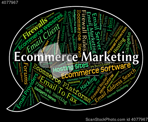 Image of Ecommerce Marketing Represents Online Business And Advertising