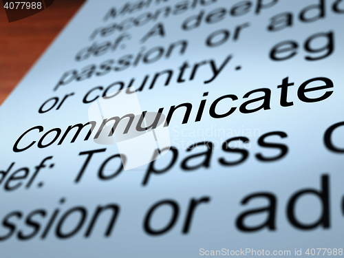 Image of Communicate Definition Closeup Showing Dialog