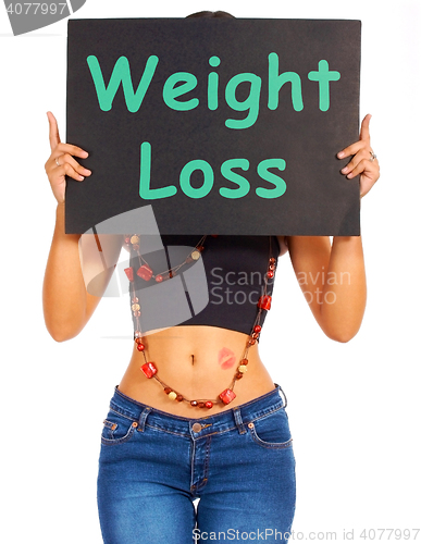 Image of Weight Loss Sign Shows Dieting Advice