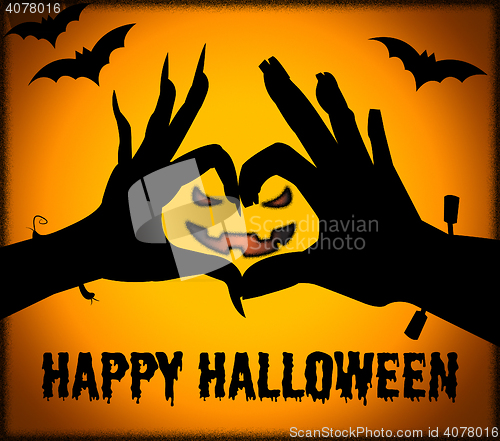 Image of Happy Halloween Shows Trick Or Treat And Autumn