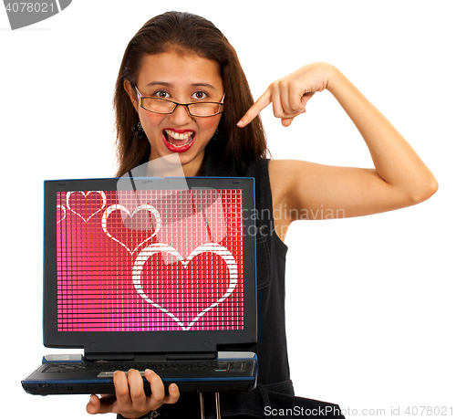Image of Hearts On Computer Screen Showing Online Dating