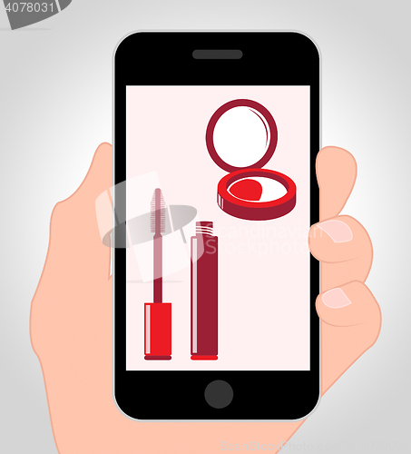 Image of Makeup Online Shows Cosmetic Portable And Mobile