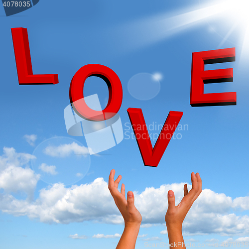 Image of Catching Love Word Showing Heart And Romance For Valentines