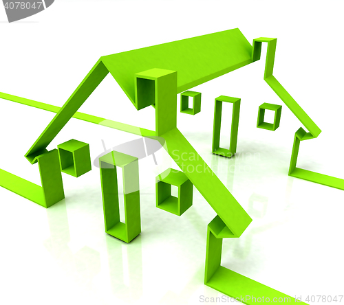 Image of Green House Symbol Shows Real Estate Or Rentals