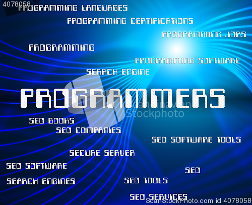 Image of Programmers Word Shows Programming Job And Software