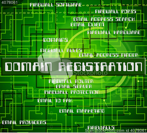 Image of Domain Registration Represents Sign Up And Admission