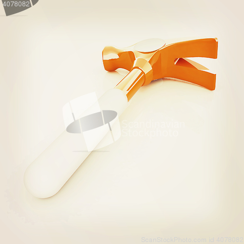 Image of Hammer on white background . 3D illustration. Vintage style.