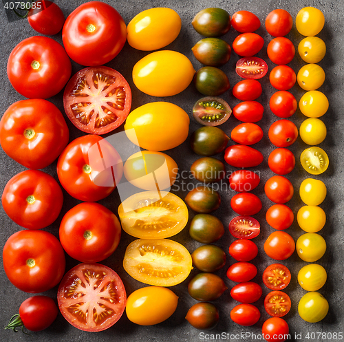 Image of various colorful tomatoes