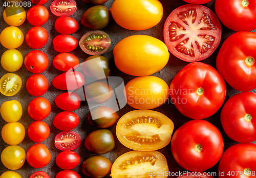 Image of various colorful tomatoes