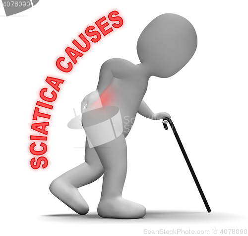 Image of Sciatica Causes Indicates Vertebral Column And Back 3d Rendering