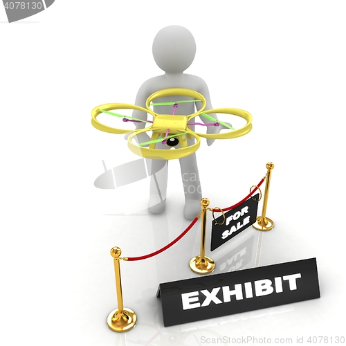 Image of Drone, quadrocopter, with photo camera at the technical exhibiti