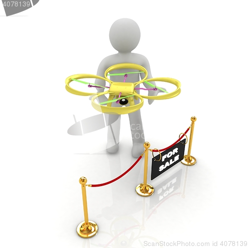 Image of Drone, quadrocopter, with photo camera at the technical exhibiti