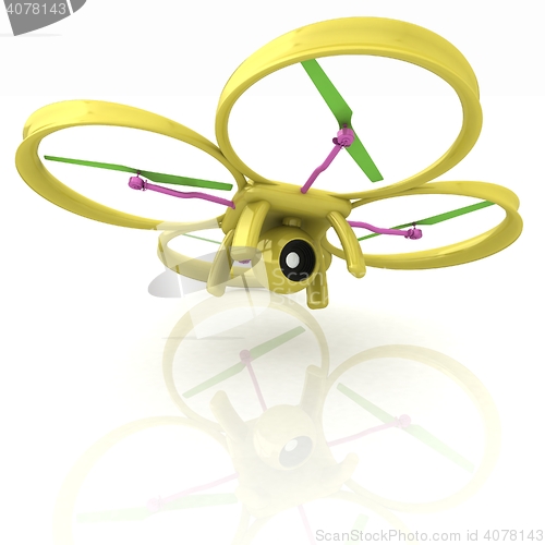 Image of Drone, quadrocopter, with photo camera. 3d render